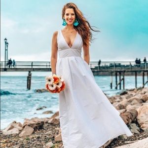 Wayward Fancies White Low Plunge A-Line Rehersal Dress